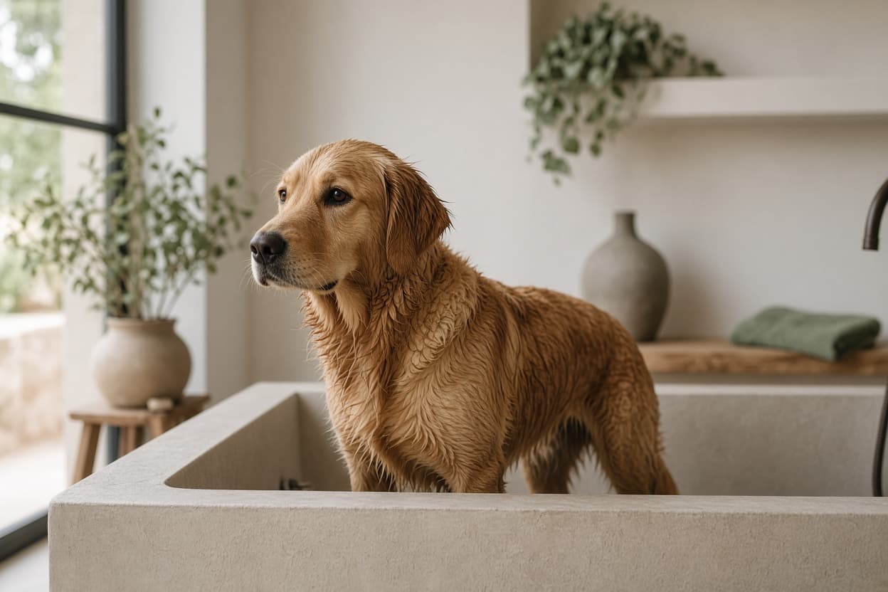 El baño para un perro con la piel sensible, paso a paso